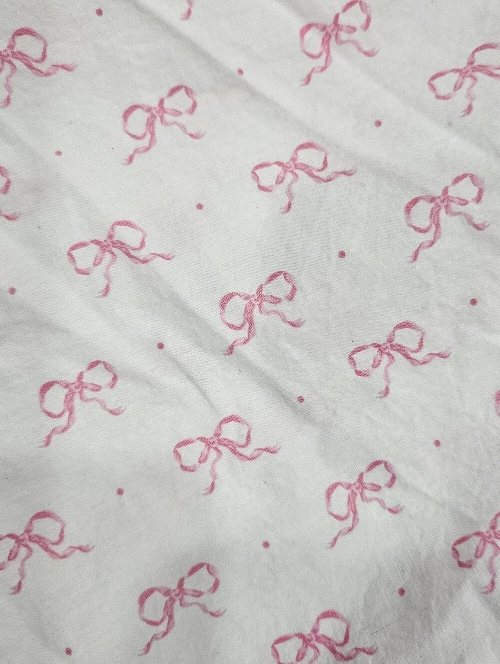Laura Ashley Pink Bows Dots FULL Fitted Sheet 1 STD Pillowcase 100% Cotton